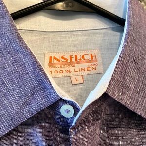 Large Inserch 100% Linen long sleeved button-up shirt